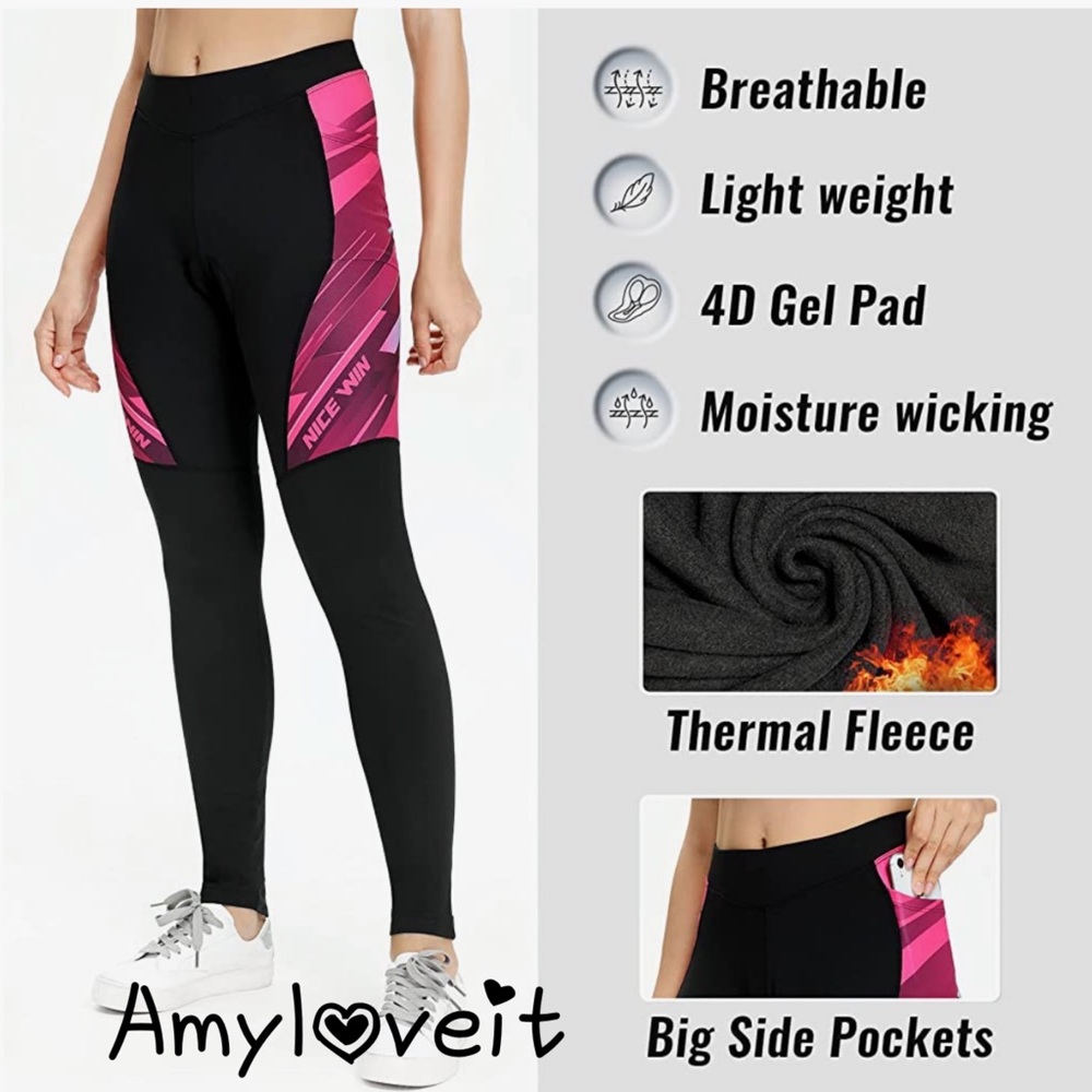 Nice Win Padded Thermal Fleece Cycling Leggings #32